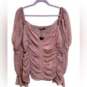 Nastygal collection Put ‘Em on the Spot Blush Ruffle blouse women’s size 20 NWT